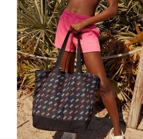 PINK Victoria's Secret Handbags - PINK Victoria's Secret Logo Black Tote Bag NWT